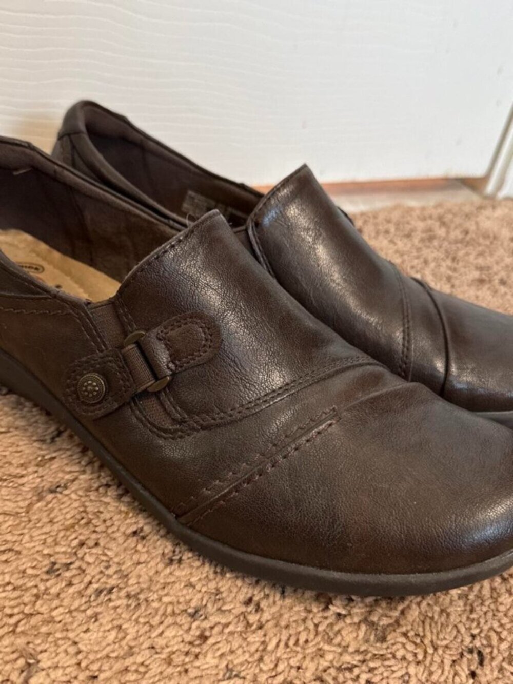 Brown Earth Spirit W11 leather slip-on shoes with buckle detail